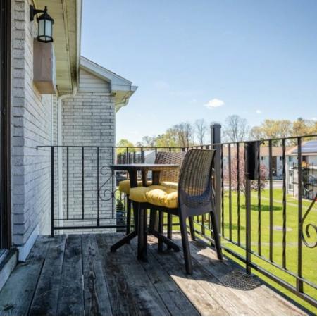 Balcony at Princeton Reserve apartment rentals in Dracut, MA.