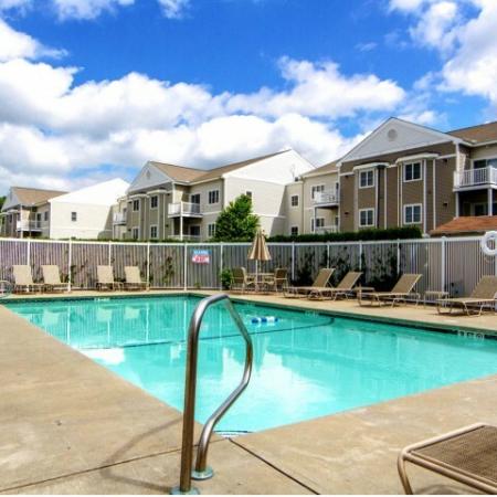 Swimming pool and sun deck | Princeton Reserve | Apartments Dracut MA