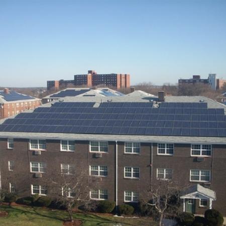 Solar powered panels on building roofs at our apartments for rent in Salem Massachusetts