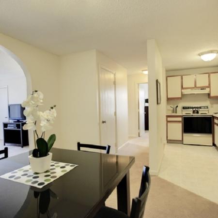 Stunning and sleek dining and kitchen area | Princeton Place | Worcester Massachusetts Apartments For Rent