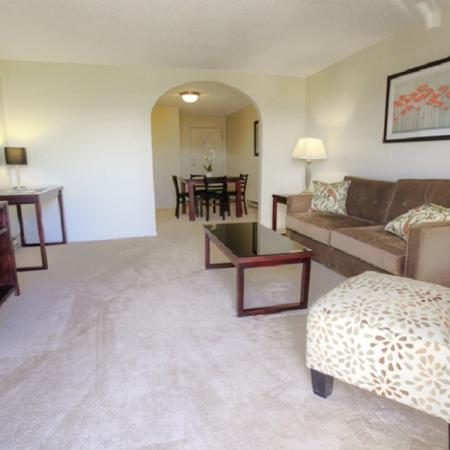 Living room with plush carpeting | Princeton Place | Apartment For Rent Worcester MA