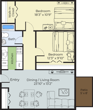 2 Bdrm Floor Plan | Pet Friendly Apartments For Rent In Marlborough MA | Princeton Green