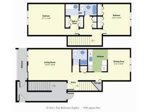 2 Bdrm Floor Plan | Falmouth Maine Apartments For Rent | Foreside Estates