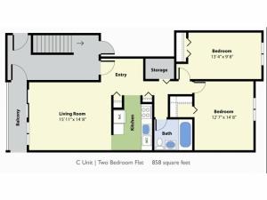 2 Bedroom Floor Plan | Apartments For Rent In Falmouth MA | Foreside Estates