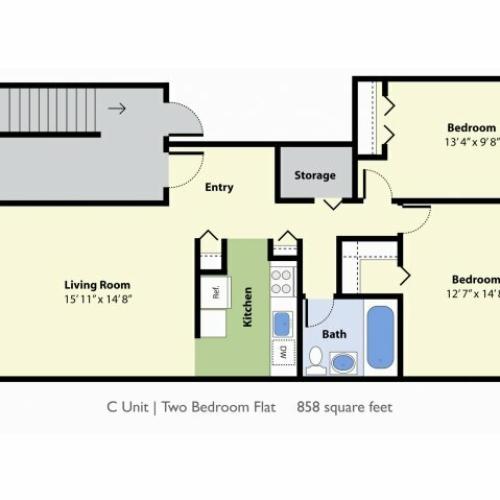 2 Bedroom Floor Plan | Apartments For Rent In Falmouth MA | Foreside Estates