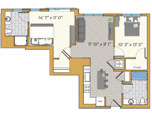 2 Bedroom Deluxe floor plan image