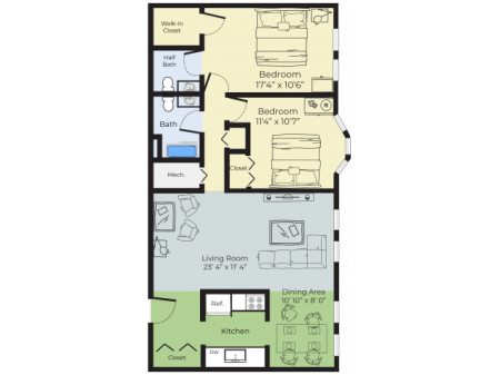 2 Bedroom Floor Plan | Apartment Nashua Nh | Boulder Park