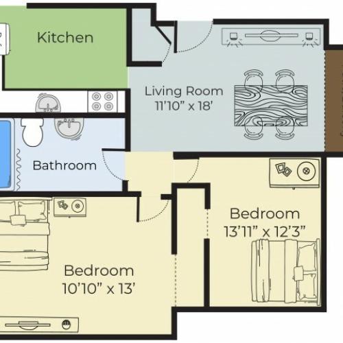 Floor Plan 1 | Apartments For Rent In Lowell MA | Princeton Park