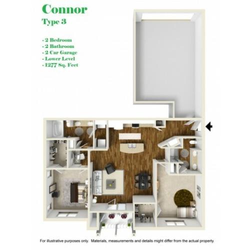 Kelly Reserve Apartments Overland Park Kansas Connor 3 Floor Plan