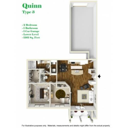 Kelly Reserve Apartments Overland Park Kansas Quinn 3 Floor Plan