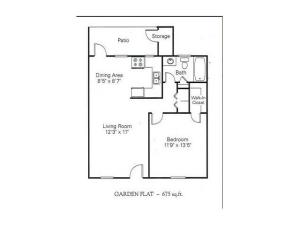 1 Bedroom Floor Plan | Charlotte Apartments | Arcadian Village