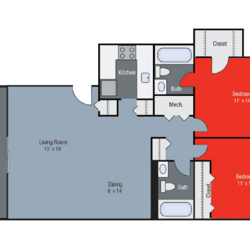 Floor Plan 2 | Apartments in Lexington KY | Pinebrook Apartments