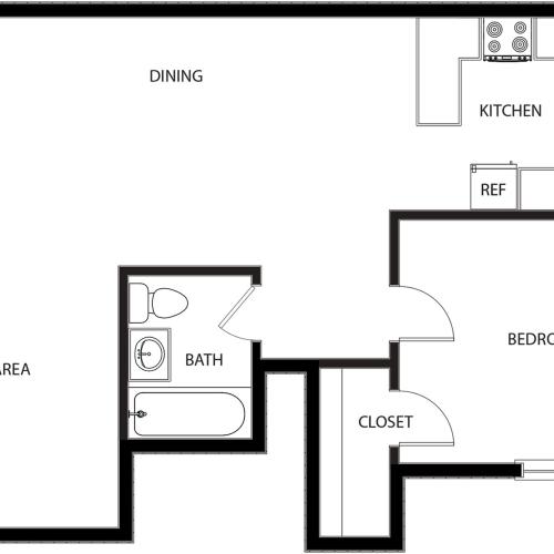 LIV @ University - One Bedroom Floor Plan