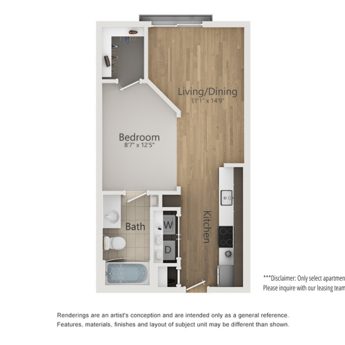 Esquire 2 Floor Plan | 1 Bedroom with 1 Bath | 673 Square Feet | The Melrose | Apartment Homes