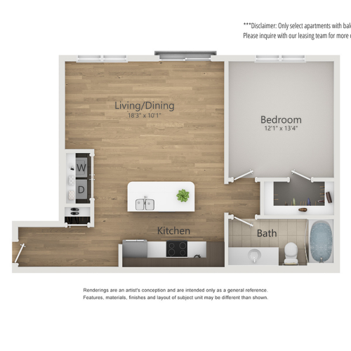 Regent Floor Plan | 1 Bedroom with 1 Bath | 778 Square Feet | The Melrose | Apartment Homes