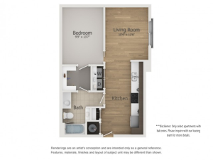 Balboa Floor Plan | 1 Bedroom with 1 Bath | 650 Square Feet | The Melrose | Apartment Homes
