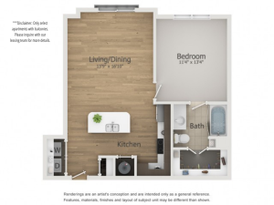 Globe 2 Floor Plan | 1 Bedroom with 1 Bath | 721 Square Feet | The Melrose | Apartment Homes