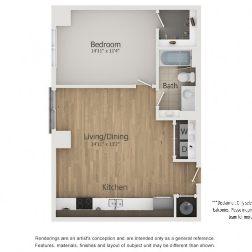 Cineplex Floor Plan | 1 Bedroom with 1 Bath | 685 Square Feet | The Melrose | Apartment Homes