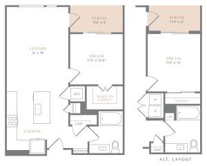 View of the A5 Floor Plan at Alton Heartwood Apartments