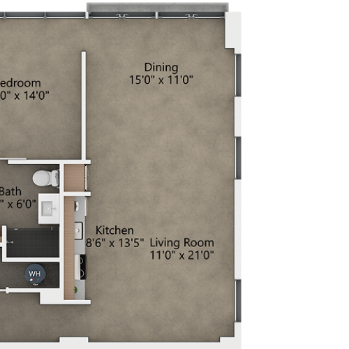 View of B6.2 Floor Plan at Reverb KC