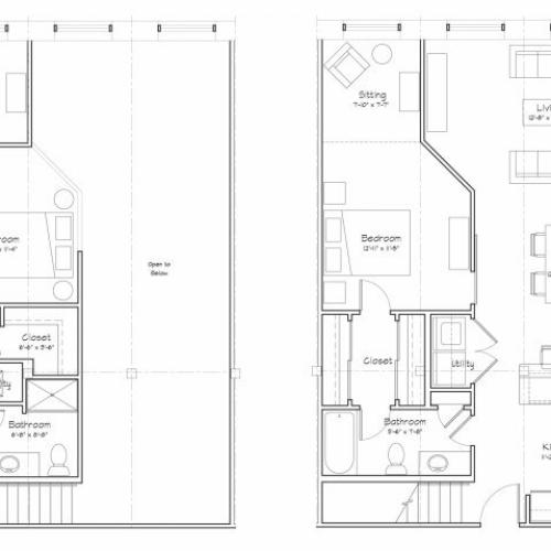 2X2-B9L Floor Plan | 2 Bedroom with 2 Bath | 1162 Square Feet | Alpha Mill | Apartment Homes