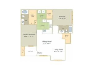Kempsey Floor Plan | 2 Bedroom with 2 Bath | 1138 Square Feet | Cason Estates  | Apartment Homes