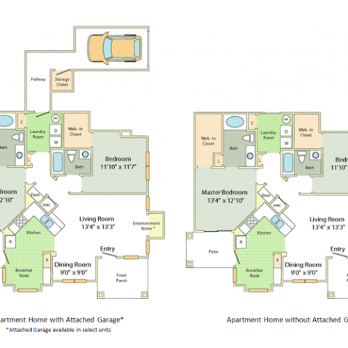 Stoneleigh Floor Plan | 2 Bedroom with 2 Bath | 1251 Square Feet | Cason Estates  | Apartment Homes
