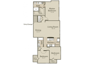 The Park Place Floor Plan | 3 Bedroom with 2 Bath | 1535 Square Feet | Enclave on Golden Triangle | Apartment Homes