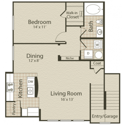 The St. Charles Floor Plan | 1 Bedroom with 1 Bath | 880 Square Feet | Enclave on Golden Triangle | Apartment Homes