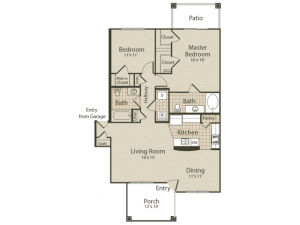 The Ventnor Floor Plan | 2 Bedroom with 2 Bath | 1127 Square Feet | Enclave on Golden Triangle | Apartment Homes