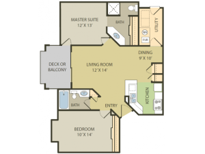 Bridgewater Floor Plan | 2 Bedroom with 2 Bath | 1008 Square Feet | Fox Point in Old Farm | Apartment Homes