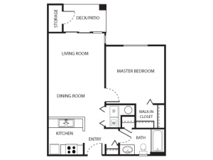 A1 Floor Plan | 1 Bedroom with 1 Bath | 636 Square Feet | Scott Mountain | Apartment Homes