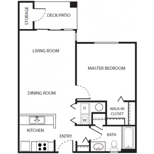 A3r Floor Plan | 1 Bedroom with 1 Bath | 656 Square Feet | Scott Mountain | Apartment Homes