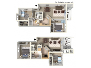 Scenic Floor Plan | 2 Bedroom with 1 Bath | 975 Square Feet | Clearview | Apartment Homes