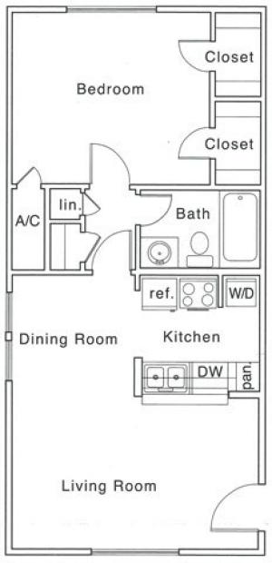 Bf Floor Plan | 1 Bedroom with 1 Bath | 685 Square Feet | The Regatta | Apartment Homes