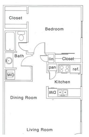 C Floor Plan | 1 Bedroom with 1 Bath | 700 Square Feet | The Regatta | Apartment Homes