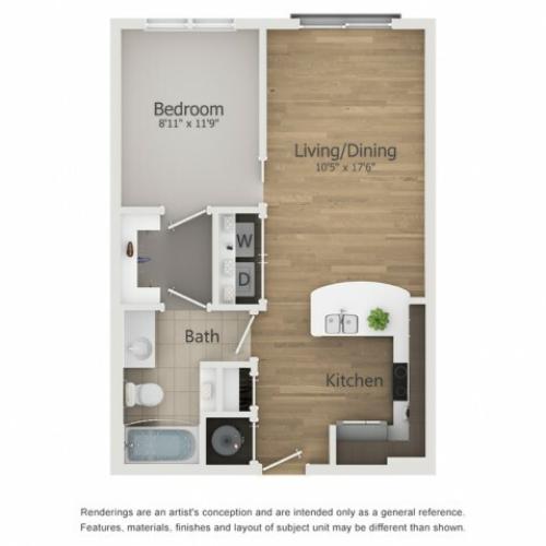 Cinerama Floor Plan | 1 Bedroom with 1 Bath | 603 Square Feet | The Melrose | Apartment Homes