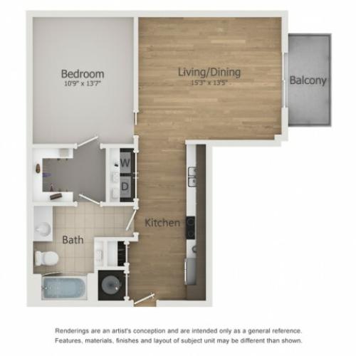Sundance Floor Plan | 1 Bedroom with 1 Bath | 714 Square Feet | The Melrose | Apartment Homes