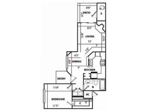 A Renovated Floor Plan | 1 Bedroom with 1 Bath | 829 Square Feet | Pavilions | Apartment Homes