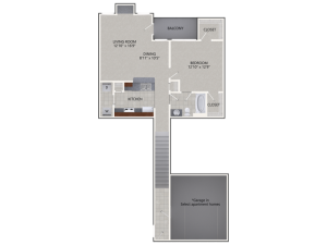 A2 Floor Plan | 1 Bedroom with 1 Bath | 924 Square Feet | Cottonwood Ridgeview | Apartment Homes