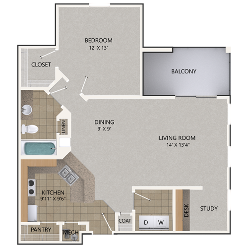 Lacey Oak Floor Plan | 1 Bedroom with 1 Bath | 948 Square Feet | Cottonwood Reserve | Apartment Homes