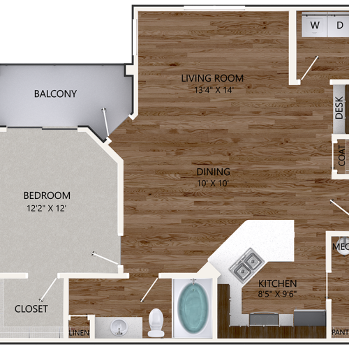 New Persimmon Oak Floor Plan | 1 Bedroom with 1 Bath | 915 Square Feet | Cottonwood Reserve | Apartment Homes