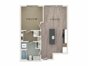 A1 Floor Plan | 1 Bedroom with 1 Bath | 671 Square Feet | Sugarmont | Apartment Homes