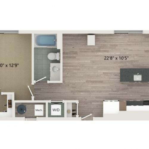 A5 Floor Plan | 1 Bedroom with 1 Bath | 740 Square Feet | Sugarmont | Apartment Homes