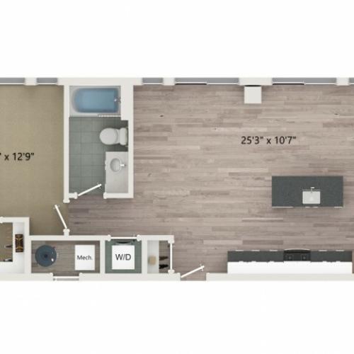 A6 Floor Plan | 1 Bedroom with 1 Bath | 791 Square Feet | Sugarmont | Apartment Homes