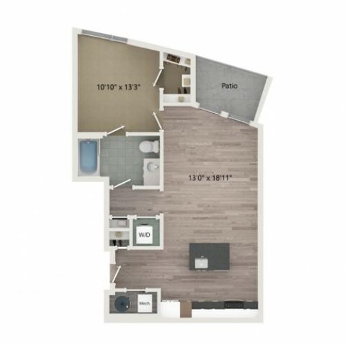 A7 Floor Plan | 1 Bedroom with 1 Bath | 711 Square Feet | Sugarmont | Apartment Homes