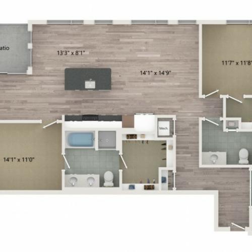 B10 Floor Plan | 2 Bedroom with 2 Bath | 1315 Square Feet | Sugarmont | Apartment Homes