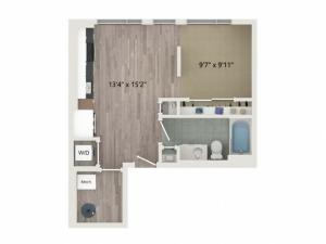 Studio S2 Floor Plan | Studio with 1 Bath | 535 Square Feet | Sugarmont | Apartment Homes