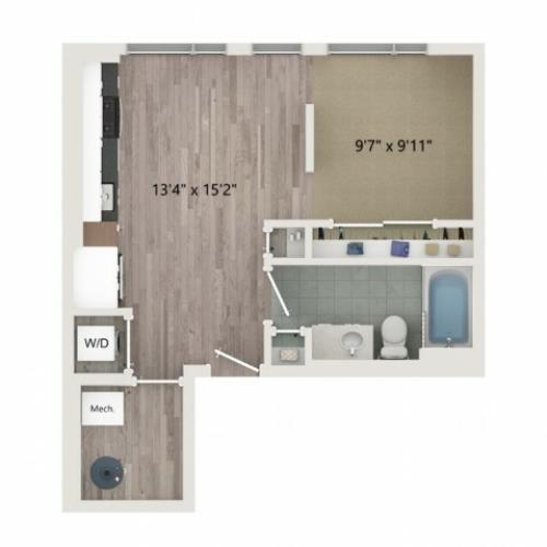 Studio S2 Floor Plan | Studio with 1 Bath | 535 Square Feet | Sugarmont | Apartment Homes