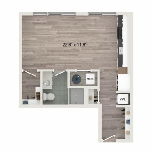 Studio S4 Floor Plan | Studio with 1 Bath | 530 Square Feet | Sugarmont | Apartment Homes